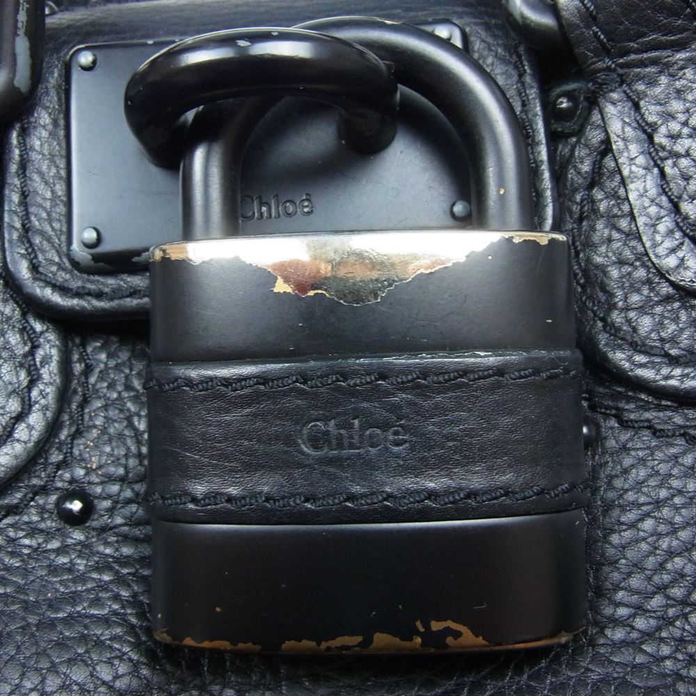 Chloe クロエ ミニ パディントン レザー ハンド バッグ ブラック系【中古】