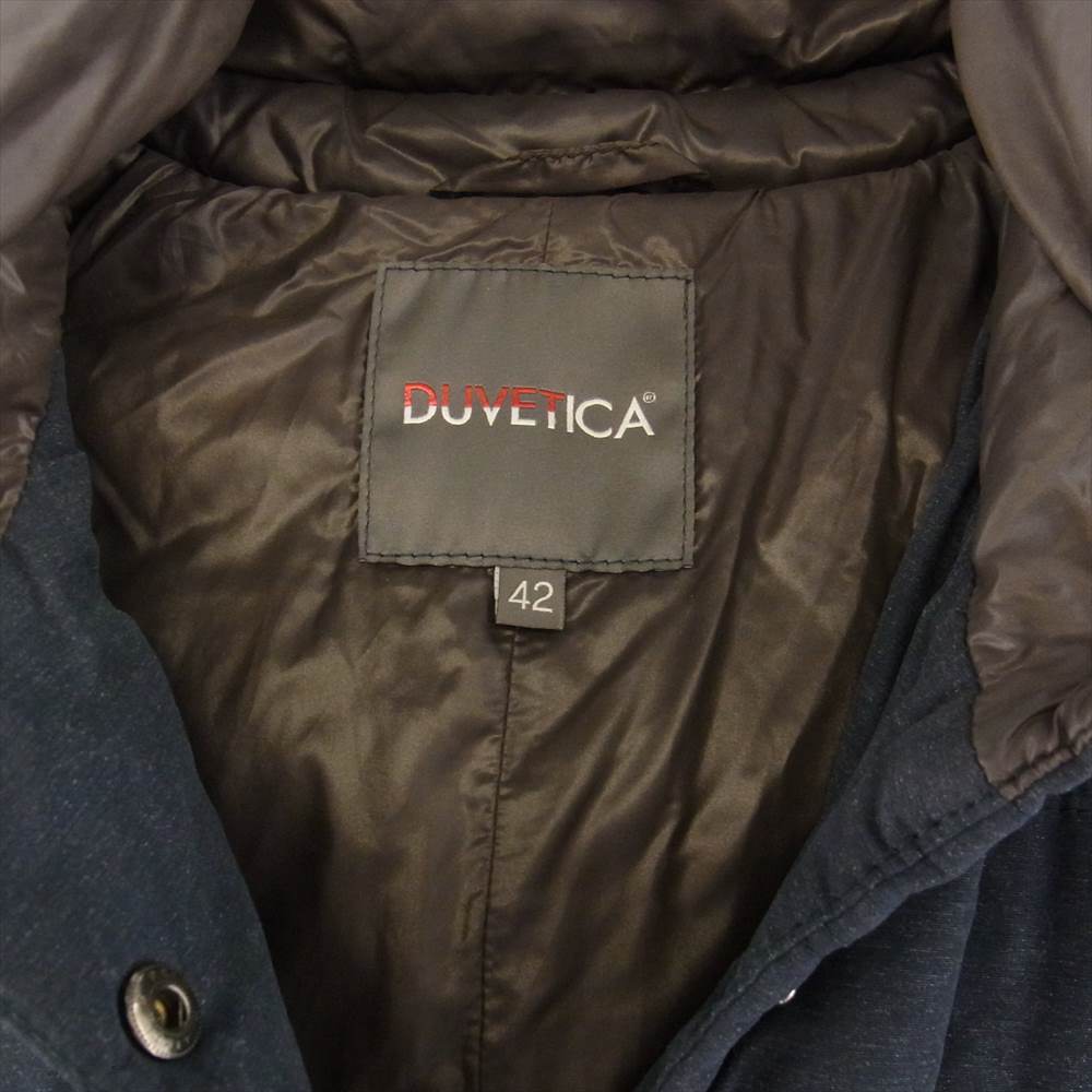 DUVETICA デュベティカ ANDROCLEA アンドロクレア エルボーパッチ ファー ダウン コート ネイビー系 42【中古】