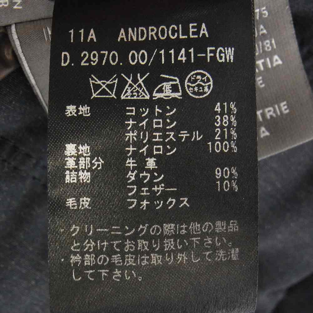 DUVETICA デュベティカ ANDROCLEA アンドロクレア エルボーパッチ ファー ダウン コート ネイビー系 42【中古】