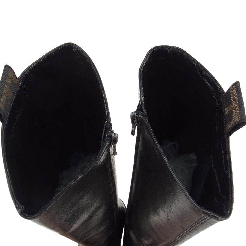 FENDI フェンディ サイド ロゴ ジップ ロング ブーツ ブラック系 35.5【中古】