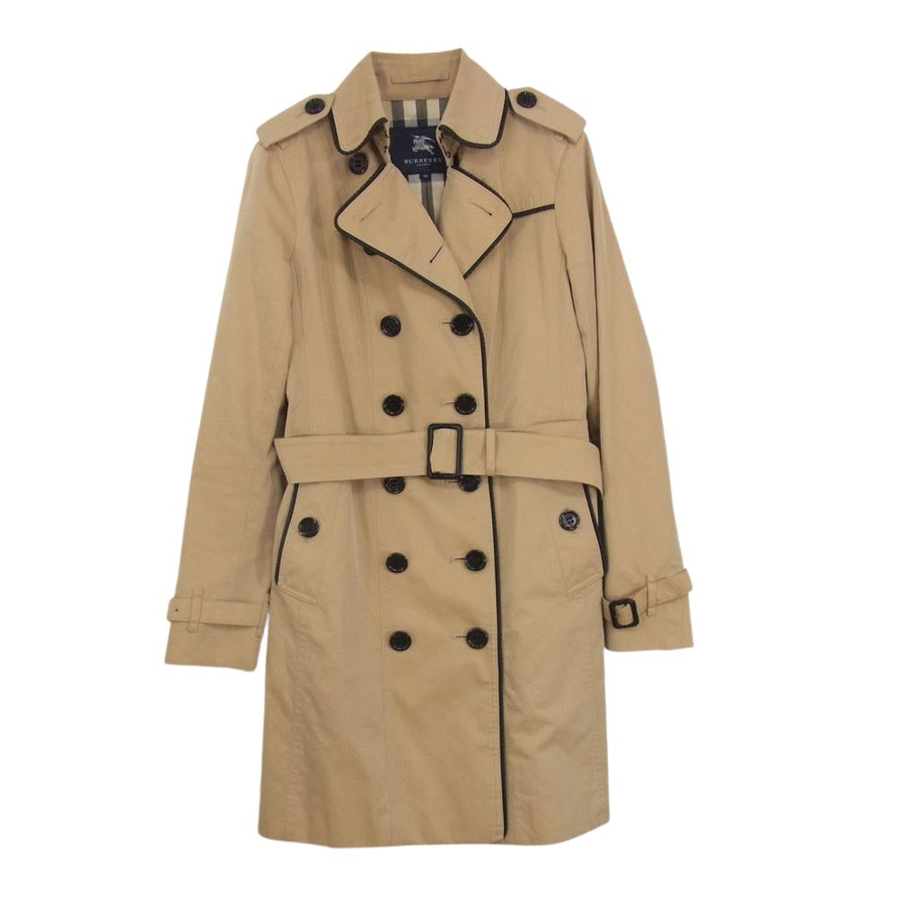 BURBERRY バーバリー B1A24-630-51 国内正規品 LONDON ロンドン レザー パイピング トレンチ コート ベージュ系 38【中古】