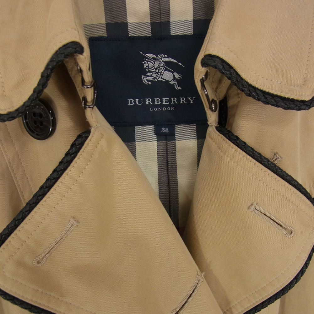 BURBERRY バーバリー B1A24-630-51 国内正規品 LONDON ロンドン レザー パイピング トレンチ コート ベージュ系 38【中古】