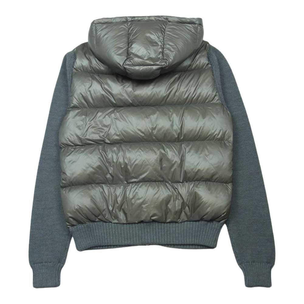 MONCLER モンクレール 420919436900 MAGLIONE TRICOT CARDIGAN ニット切替 フード付き ダウン ジップアップ ジャケット グレー系 L【中古】