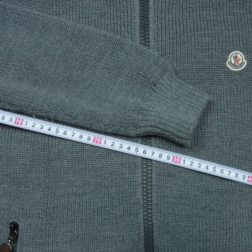 MONCLER モンクレール 420919436900 MAGLIONE TRICOT CARDIGAN ニット切替 フード付き ダウン ジップアップ ジャケット グレー系 L【中古】