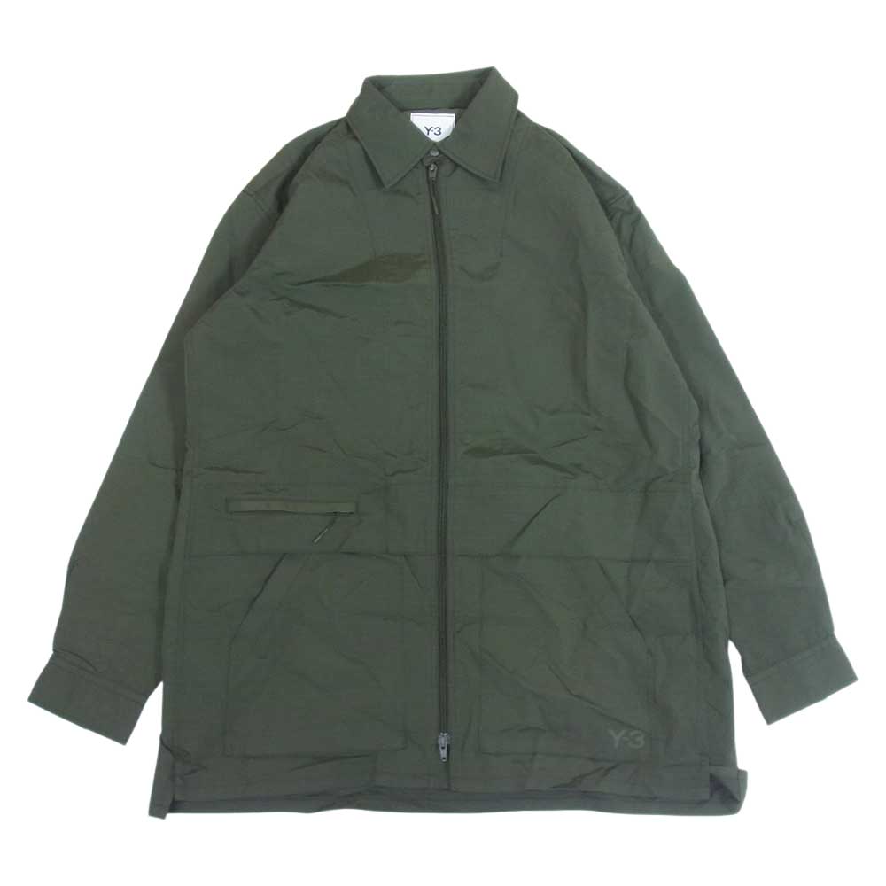 Yohji Yamamoto ヨウジヤマモト HT4484 Y-3 ワイスリー M CL BONDED RIP OVERSHIRT クラシック ナイロン リップストップ オーバーシャツ カーキ系 M【中古】