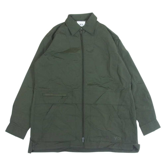 Yohji Yamamoto ヨウジヤマモト HT4484 Y-3 ワイスリー M CL BONDED RIP OVERSHIRT クラシック ナイロン リップストップ オーバーシャツ カーキ系 M【中古】