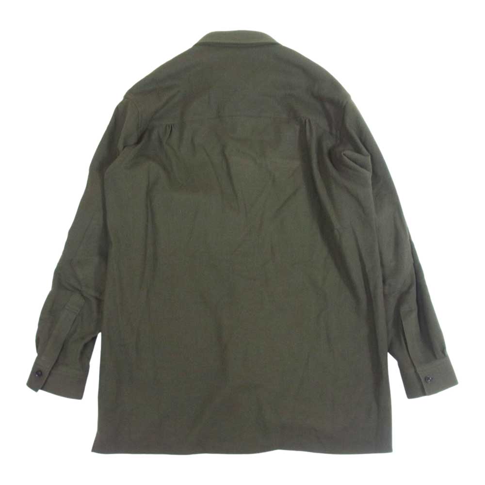 Yohji Yamamoto ヨウジヤマモト YF-B88-172 Y's BANG ON! ワイズバングオン No.168 WOOL VIYELLA DETACHABLE COLLAR SHIRTS ウール デタッチャブルカラー 立体ポケット 長袖 シャツ モスグリーン系 2【中古】