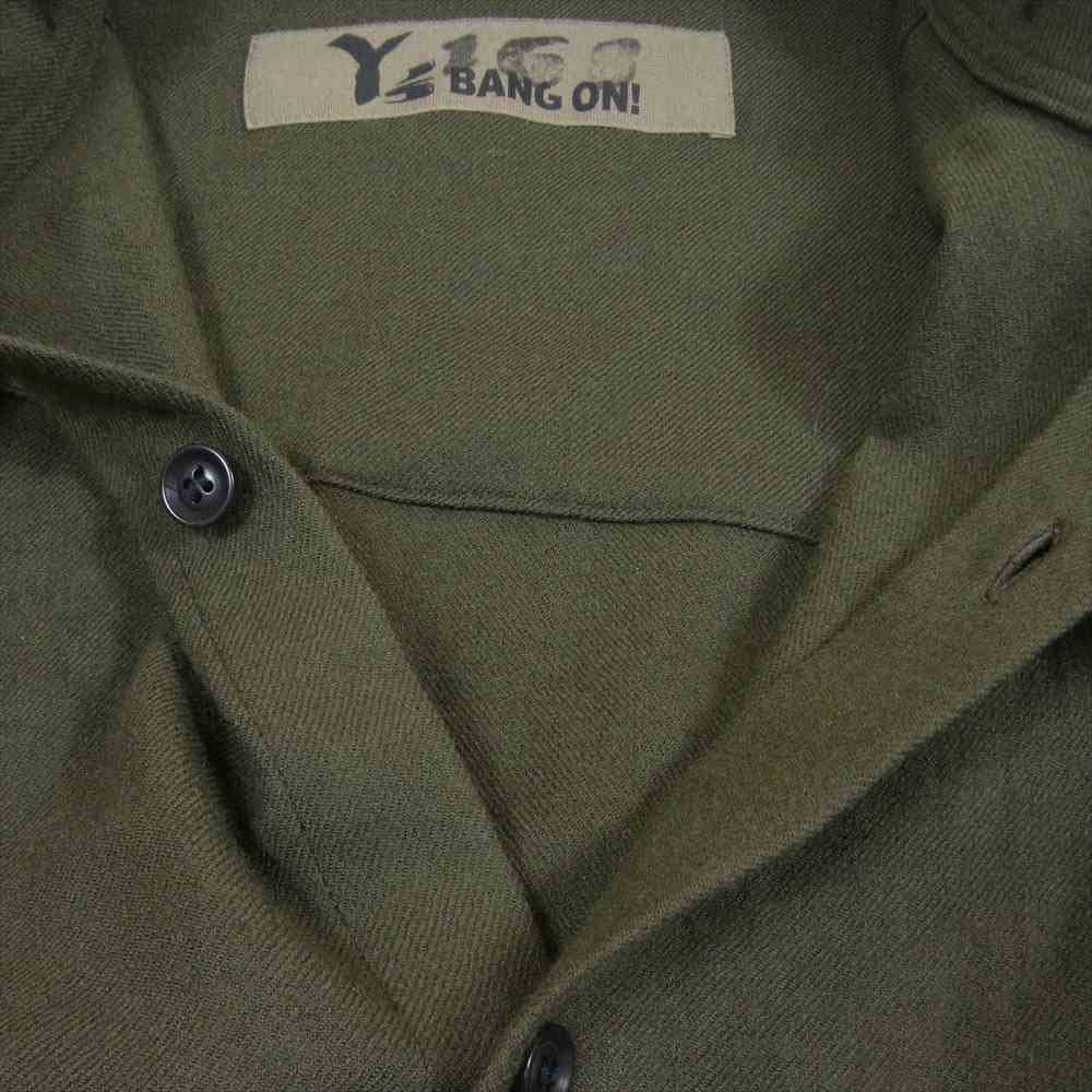 Yohji Yamamoto ヨウジヤマモト YF-B88-172 Y's BANG ON! ワイズバングオン No.168 WOOL VIYELLA DETACHABLE COLLAR SHIRTS ウール デタッチャブルカラー 立体ポケット 長袖 シャツ モスグリーン系 2【中古】