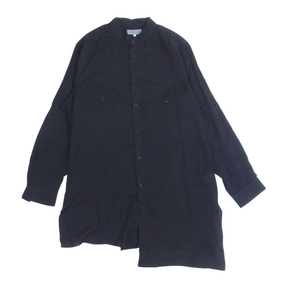 Yohji Yamamoto POUR HOMME ヨウジヤマモトプールオム HX-B19-201 G-段違いスタンドB 変形 スタンドカラー ロングシャツ ブラック系 4【中古】