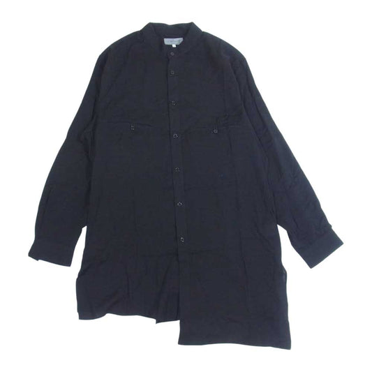 Yohji Yamamoto POUR HOMME ヨウジヤマモトプールオム HX-B19-201 G-段違いスタンドB 変形 スタンドカラー ロングシャツ ブラック系 4【中古】