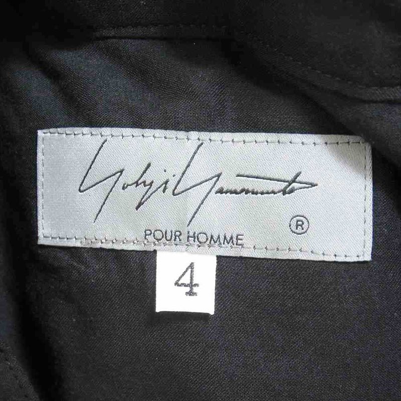 Yohji Yamamoto POUR HOMME ヨウジヤマモトプールオム HX-B19-201 G-段違いスタンドB 変形 スタンドカラー ロングシャツ ブラック系 4【中古】