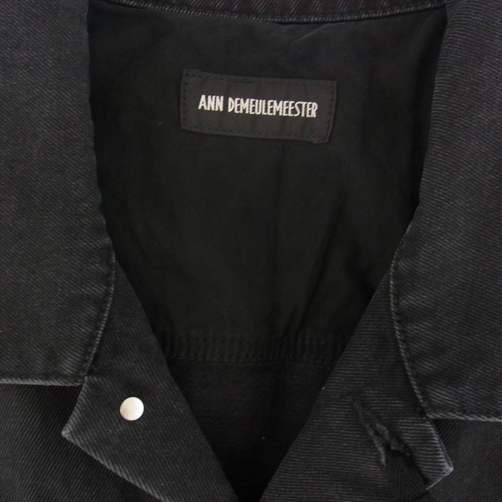 ANN DEMEULEMEESTER アンドゥムルメステール 22SS 2201-M-JA43-D-190-070 ウォッシュド ノースリーブ デニムジャケット ベスト ブラック系 52【中古】