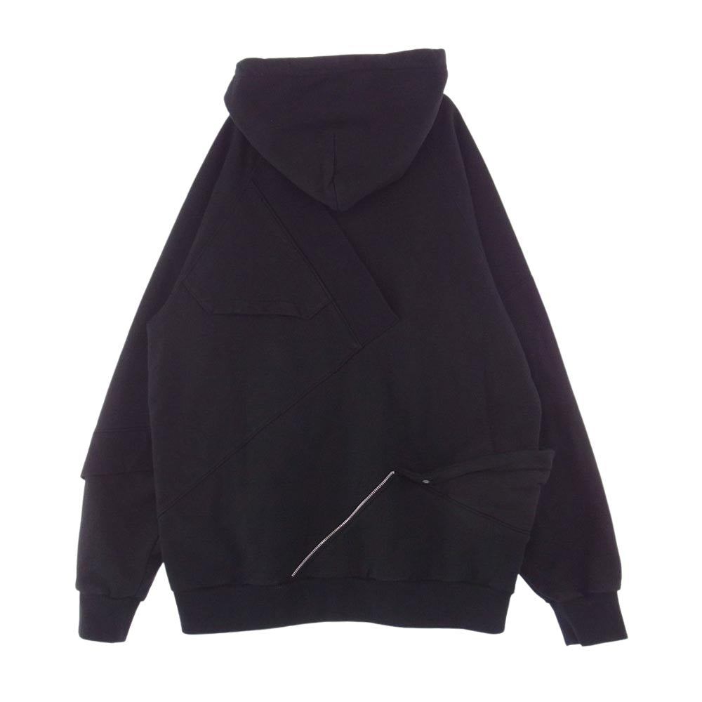 UNDERCOVER アンダーカバー 22AW UI2B4801 Undercoverism アンダーカバイズム Panelled Hooded Sweatshirt  パネル 再構築 切替 ジップ フーディ パーカー ブラック系【中古】