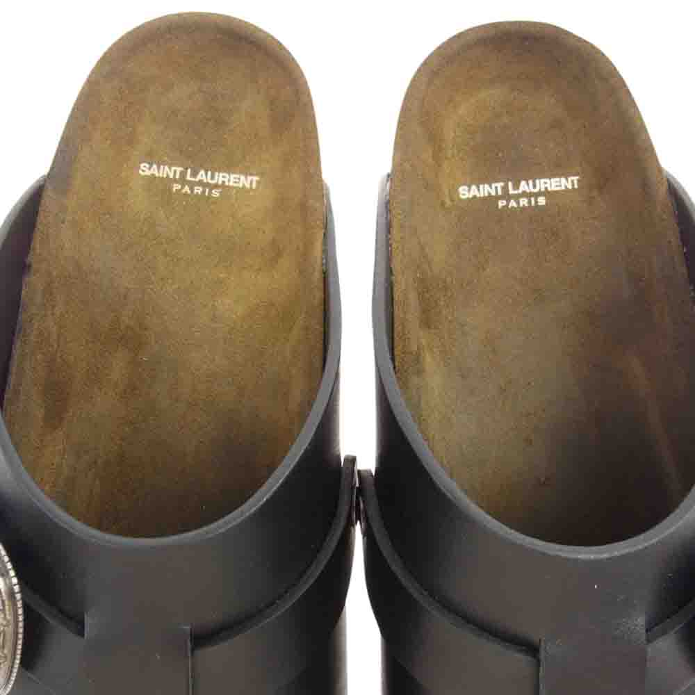 SAINT LAURENT サンローラン 687617 スムースレザー ニコルズ クロッグ サンダル ブラック系 42.5【美品】【中古】