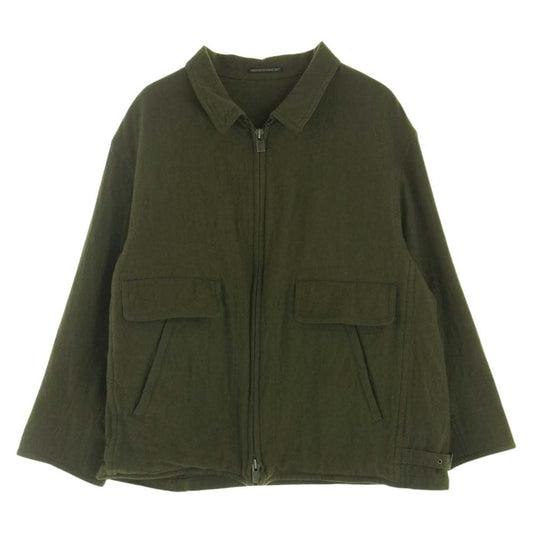 Yohji Yamamoto POUR HOMME ヨウジヤマモトプールオム 22AW HE-Y03-104 FULLING SERGE A-MILLING SINGLE RIDER'S 縮絨シワ加工 フリング ウールサージ シングル ライダースジャケット カーキ系 4【中古】