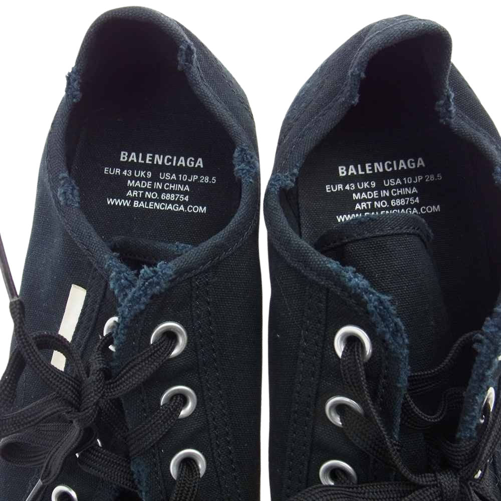 BALENCIAGA バレンシアガ 22AW 688754 PARIS LOW デストロイ加工 パリ ローカット スニーカー ブラック系 28.5cm【美品】【中古】