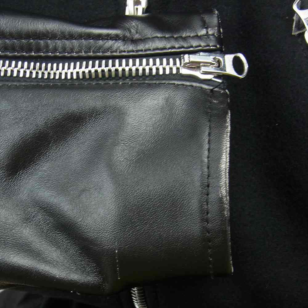 MAISON MARGIELA メゾンマルジェラ 22AW S62AN0078 S60353 MM6 エムエムシックス 八の字 ダメージ加工 ロゴパッチ カーフレザー ジップ ブルゾン シングル ライダースジャケット ブラック系【美品】【中古】