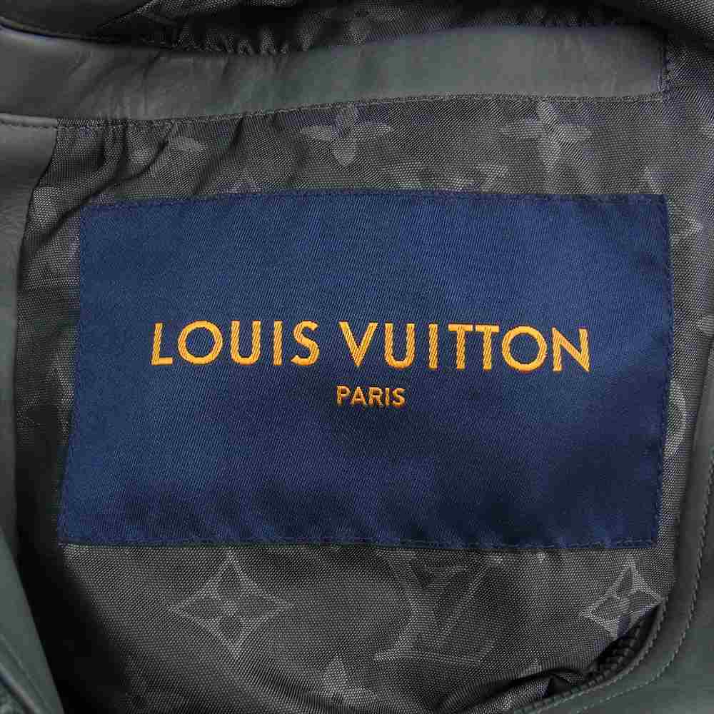LOUIS VUITTON ルイ・ヴィトン 22SS 1AA4K8 エンブロイダリー レザー ミックス ブルゾン グレー系 56【美品】【中古】