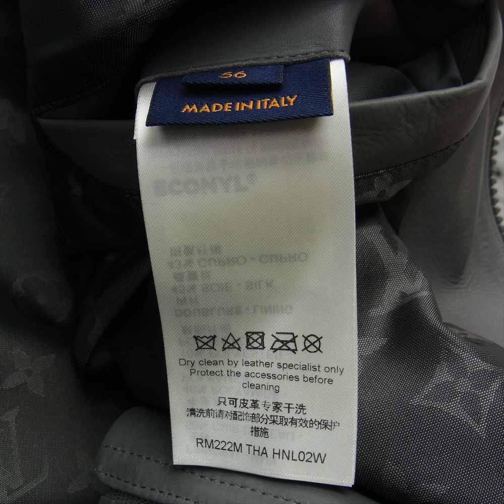 LOUIS VUITTON ルイ・ヴィトン 22SS 1AA4K8 エンブロイダリー レザー ミックス ブルゾン グレー系 56【美品】【中古】