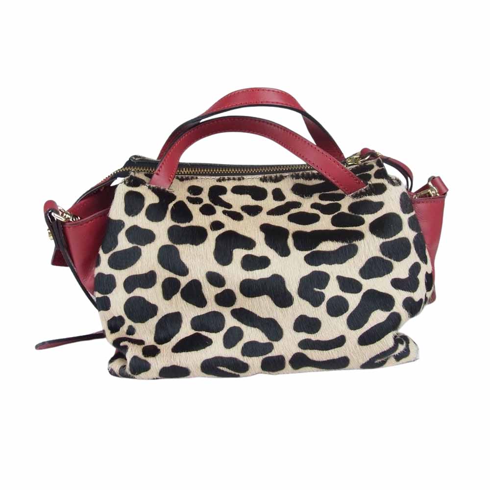 GIANNI CHIARINI 2WAY レオパード ハラコ オリガミ ショルダー バッグ レッド系【中古】