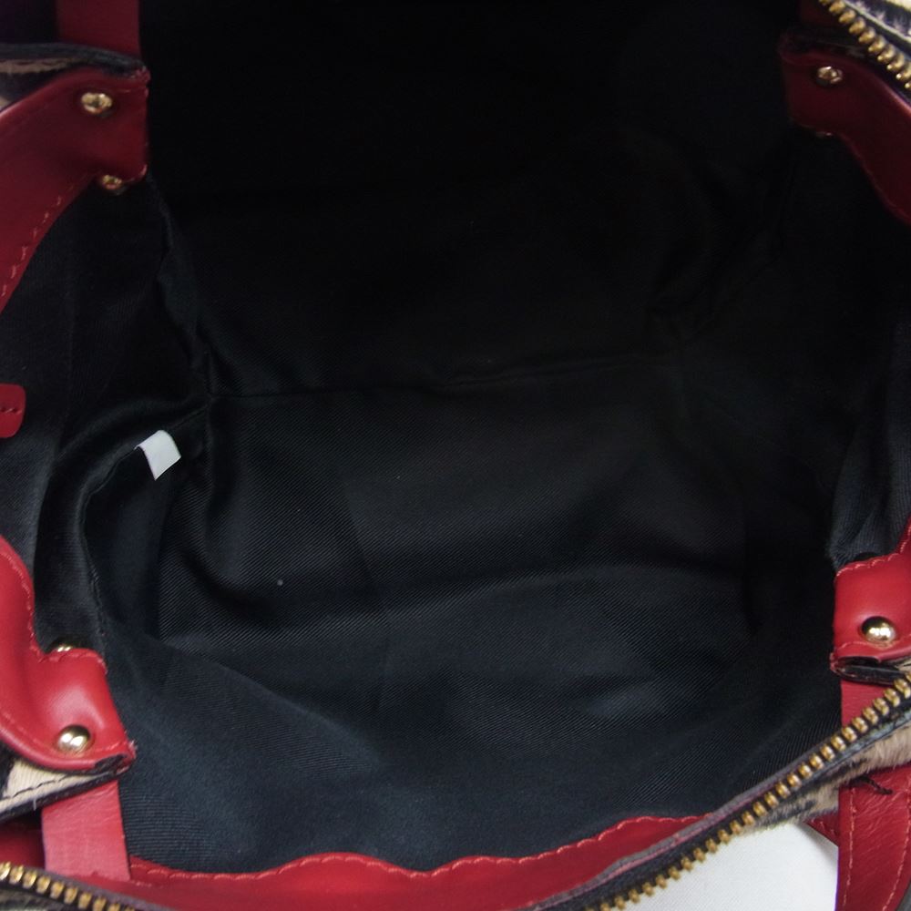 GIANNI CHIARINI 2WAY レオパード ハラコ オリガミ ショルダー バッグ レッド系【中古】
