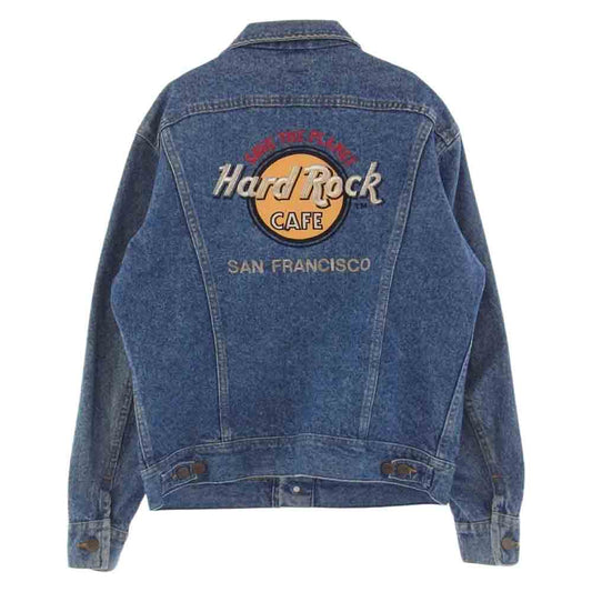 Lee リー HARD ROCK CAFE ハードロックカフェ バックロゴ ワッペン 刺繍 デニムジャケット Gジャン インディゴブルー系 36【中古】
