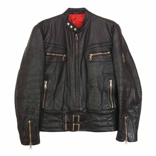 ハロ ヴィンテージ シングル レザー ライダース ジャケット ブラック系 52【中古】