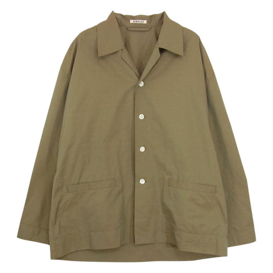 AURALEE オーラリー A7SJ03SC FINX SILK CHAMBRAY SHIRTS JACKET フィンク スシルク シャンブレー シャツ ジャケット カーキ系 4【美品】【中古】