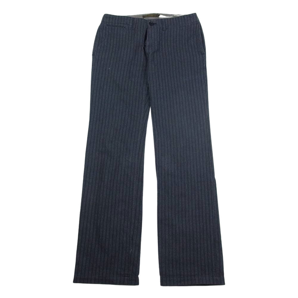 LOST CONTROL ロストコントロール L11F3-3125 ボタンフライ ストライプ オフィサーズ トラウザーズ パンツ グレー系 2【中古】