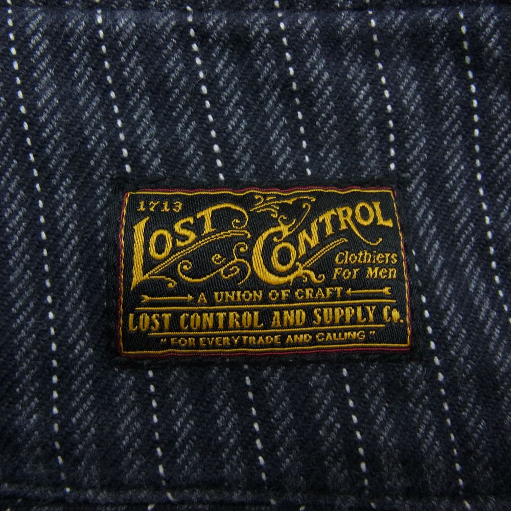 LOST CONTROL ロストコントロール L11F3-3125 ボタンフライ ストライプ オフィサーズ トラウザーズ パンツ グレー系 2【中古】