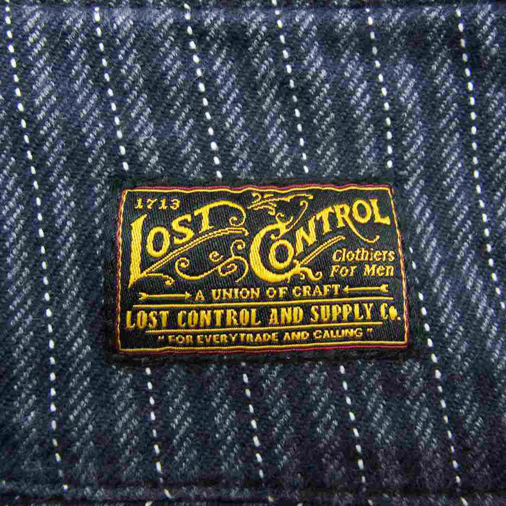LOST CONTROL ロストコントロール L11F3-3125 ボタンフライ ストライプ オフィサーズ トラウザーズ パンツ グレー系 2【中古】