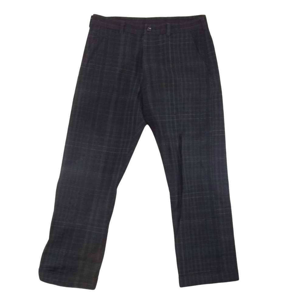 COMME des GARCONS HOMME コムデギャルソンオム HP-10044S AD1999 田中啓一 田中オム ヴィンテージ ウール チェック柄 ジップフライ ロールアップ パンツ チャコール系 S【中古】