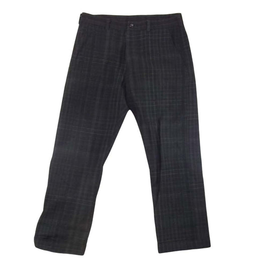 COMME des GARCONS HOMME コムデギャルソンオム HP-10044S AD1999 田中啓一 田中オム ヴィンテージ ウール チェック柄 ジップフライ ロールアップ パンツ チャコール系 S【中古】