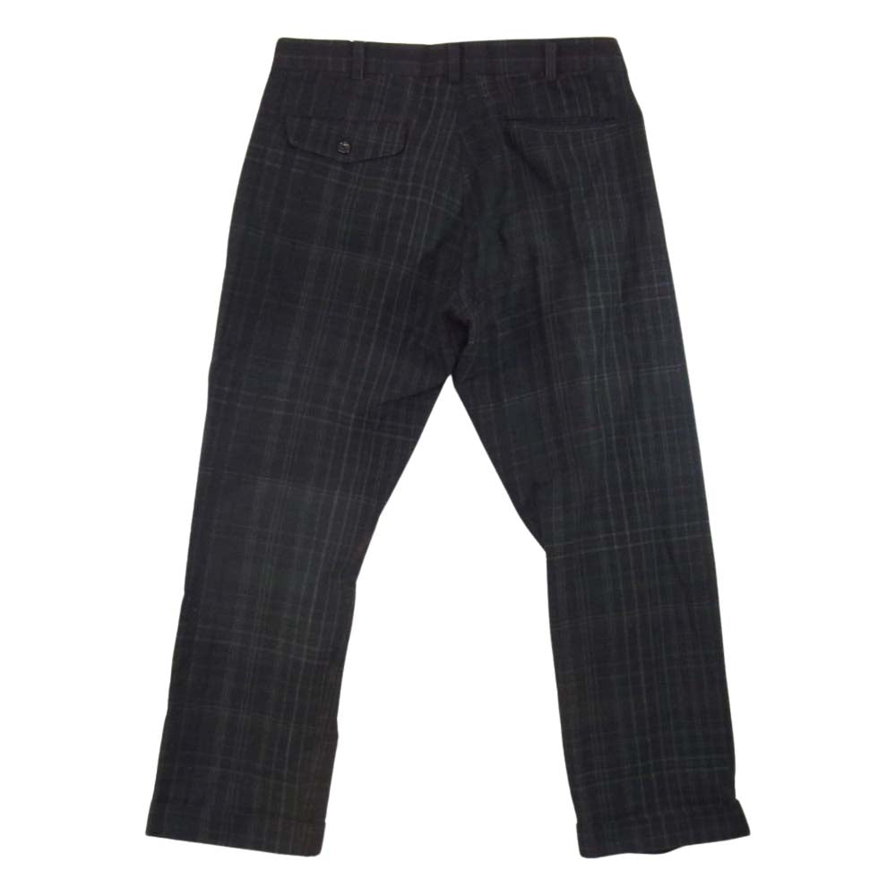 COMME des GARCONS HOMME コムデギャルソンオム HP-10044S AD1999 田中啓一 田中オム ヴィンテージ ウール チェック柄 ジップフライ ロールアップ パンツ チャコール系 S【中古】