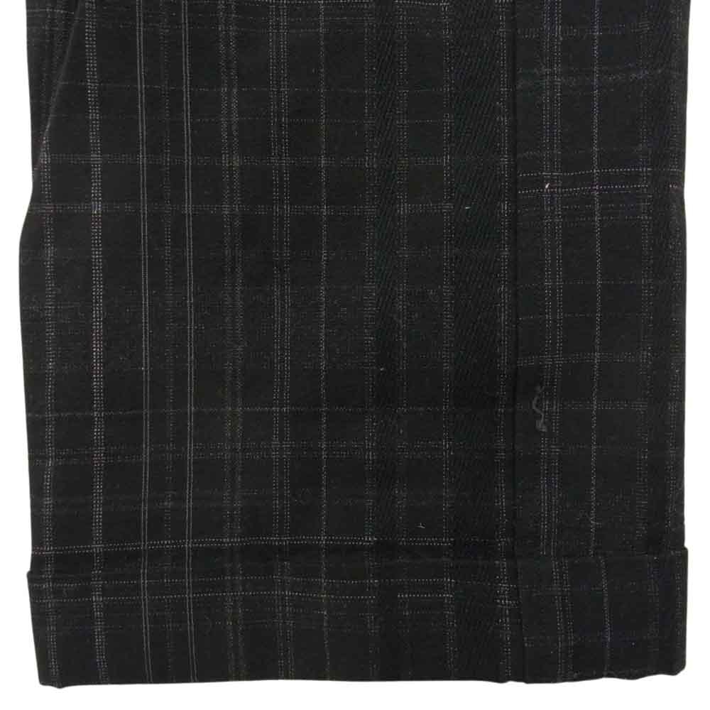COMME des GARCONS HOMME コムデギャルソンオム HP-10044S AD1999 田中啓一 田中オム ヴィンテージ ウール チェック柄 ジップフライ ロールアップ パンツ チャコール系 S【中古】