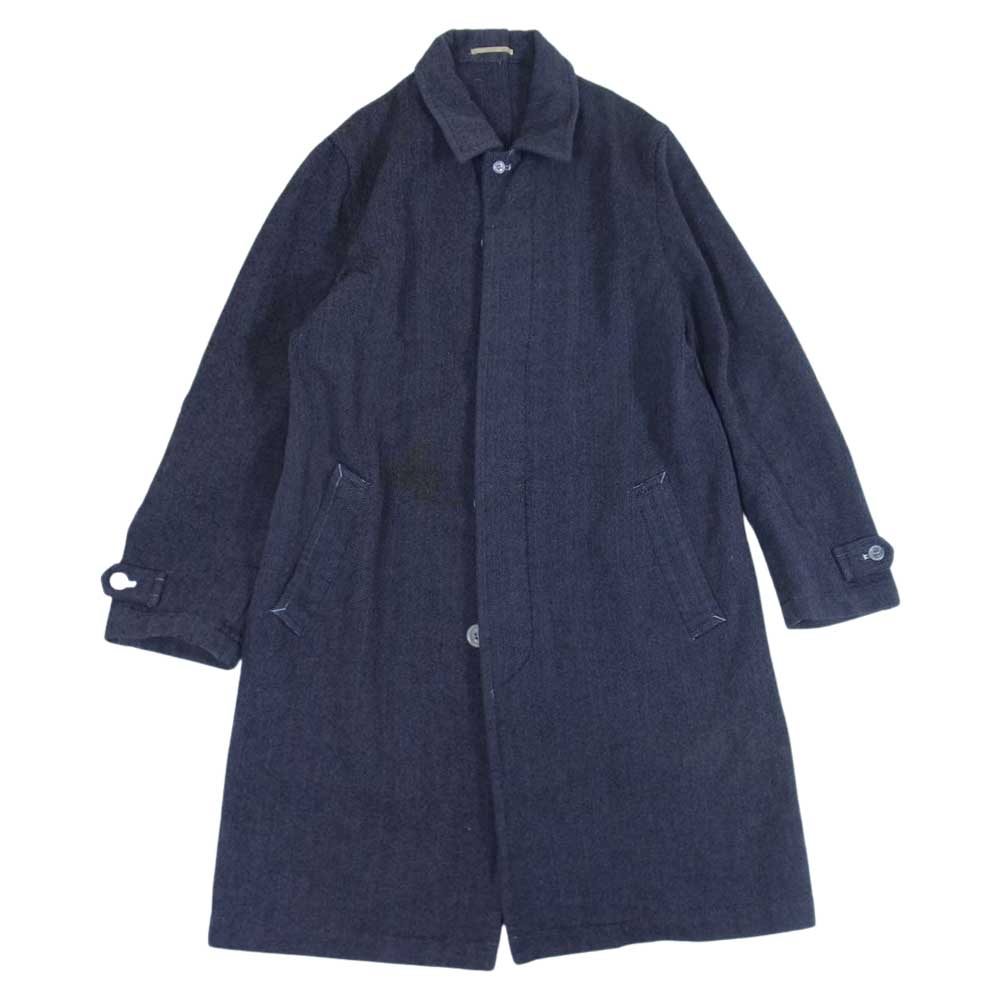 COMME des GARCONS HOMME コムデギャルソンオム HC07008M AD2000 田中啓一 田中オム ヴィンテージ ウール ヘリンボーン ステンカラーコート グレー系 ブラック系 M【中古】