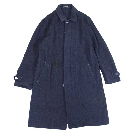 COMME des GARCONS HOMME コムデギャルソンオム HC07008M AD2000 田中啓一 田中オム ヴィンテージ ウール ヘリンボーン ステンカラーコート グレー系 ブラック系 M【中古】