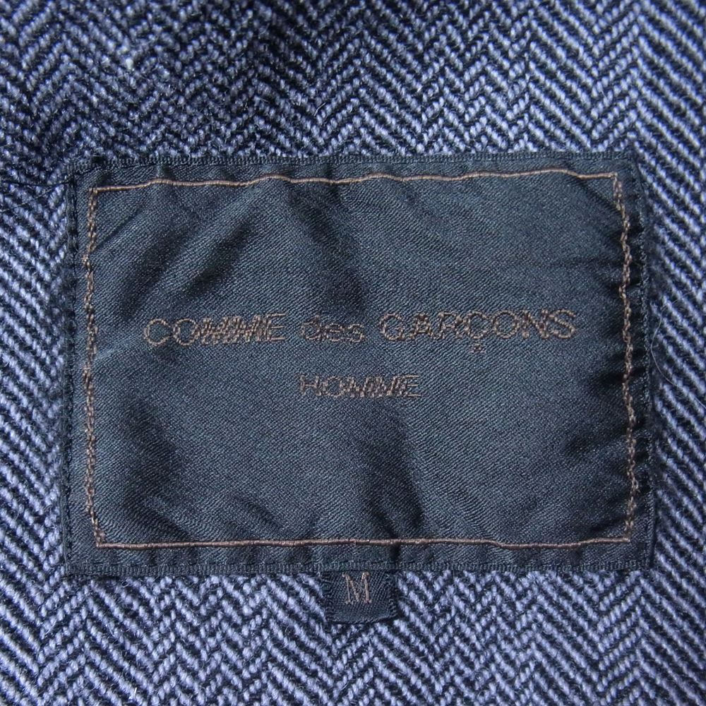 COMME des GARCONS HOMME コムデギャルソンオム HC07008M AD2000 田中啓一 田中オム ヴィンテージ ウール ヘリンボーン ステンカラーコート グレー系 ブラック系 M【中古】