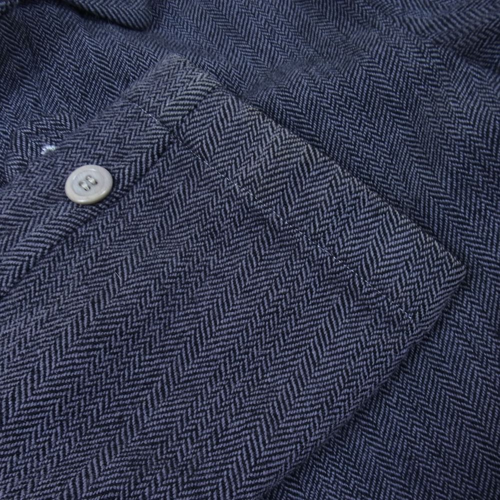 COMME des GARCONS HOMME コムデギャルソンオム HC07008M AD2000 田中啓一 田中オム ヴィンテージ ウール ヘリンボーン ステンカラーコート グレー系 ブラック系 M【中古】