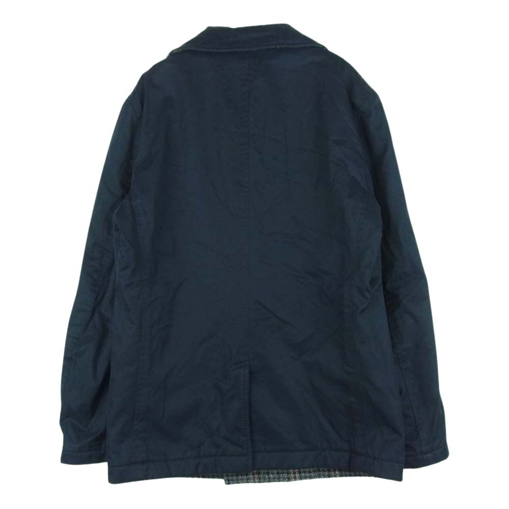COMME des GARCONS HOMME コムデギャルソンオム 03AW HL-C003 裏地チェック コットンツイル Pコート ピーコート ダークネイビー寄りの黒 M【中古】