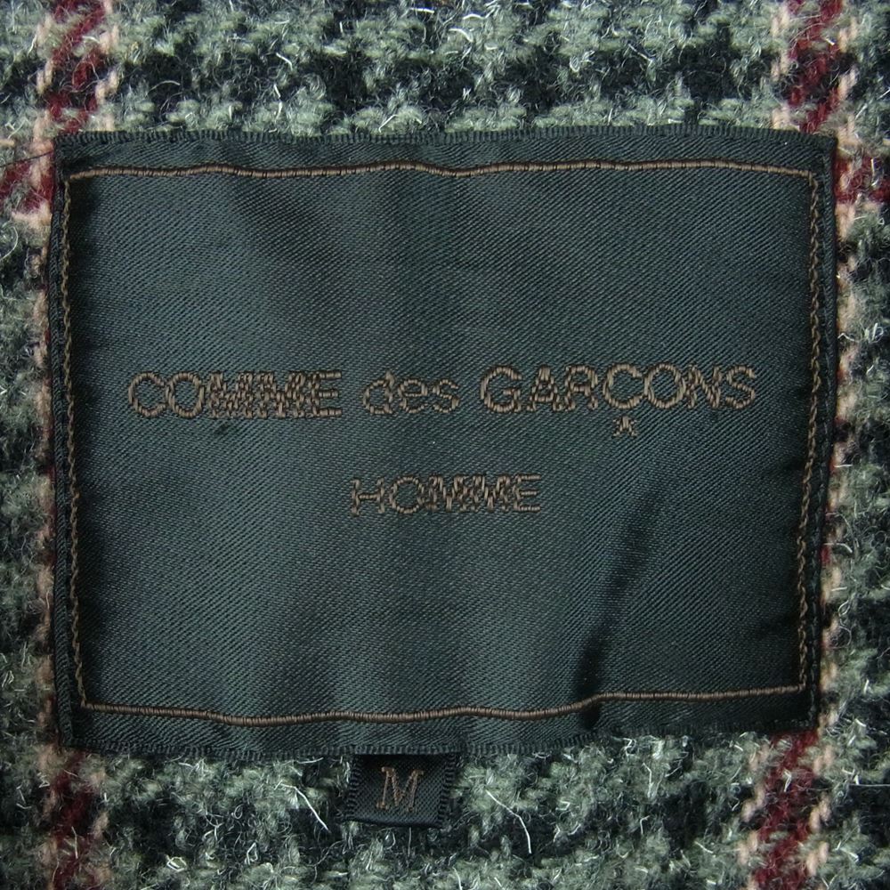 COMME des GARCONS HOMME コムデギャルソンオム 03AW HL-C003 裏地チェック コットンツイル Pコート ピーコート ダークネイビー寄りの黒 M【中古】