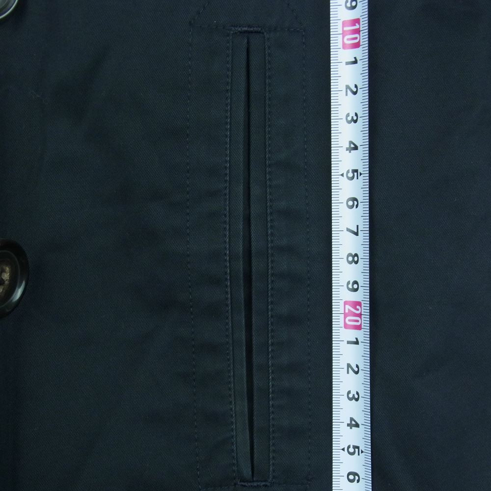 COMME des GARCONS HOMME コムデギャルソンオム 03AW HL-C003 裏地チェック コットンツイル Pコート ピーコート ダークネイビー寄りの黒 M【中古】