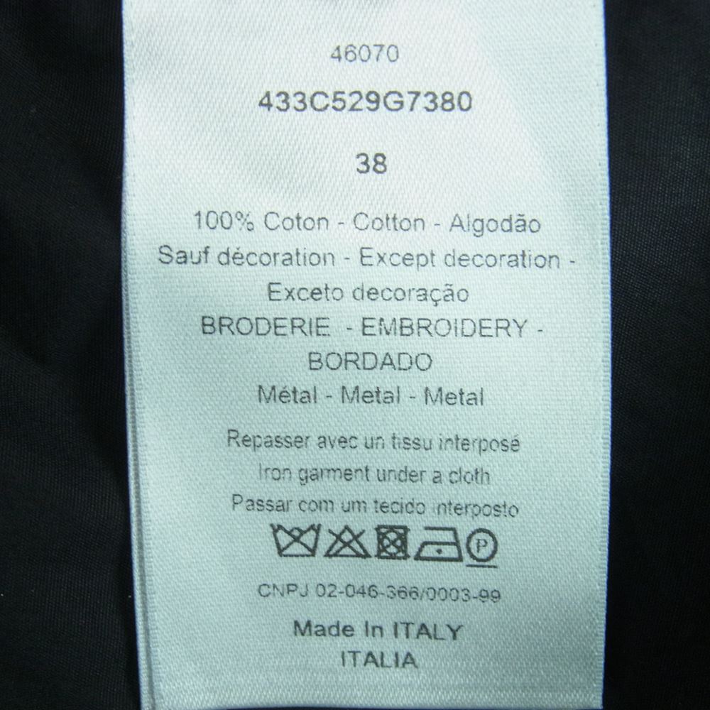 DIOR HOMME ディオールオム 433C529G7380 襟スタッズ 長袖 ドレス シャツ コットン イタリア製 ブラック系 38【中古】