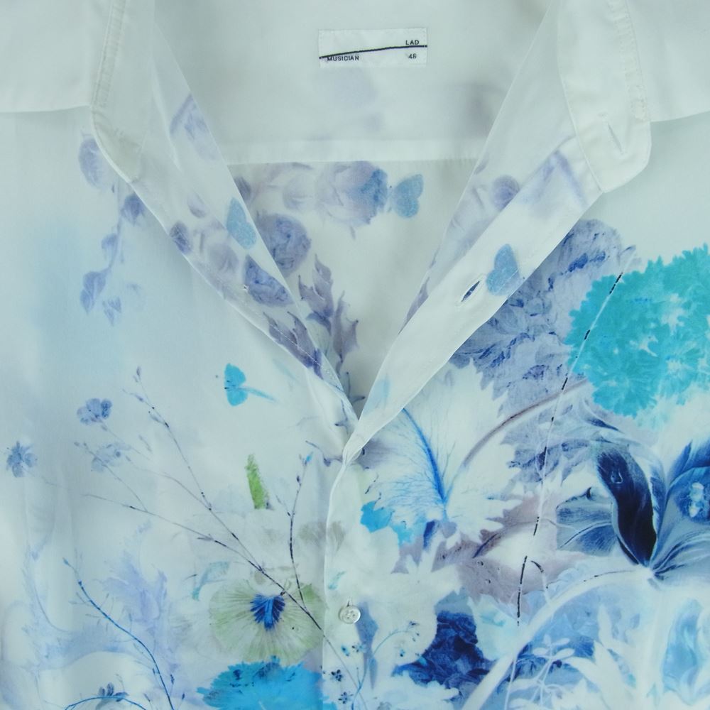 LAD MUSICIAN ラッドミュージシャン 19SS 2119-115 DECHINE INKJET FLOWER フラワー総柄 長袖 シャツ ホワイト系 46【中古】