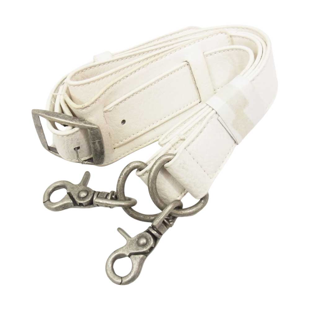 エーアンドジー スカル スタッズ レザー 2WAY ショルダー トート バッグ ホワイト系【中古】