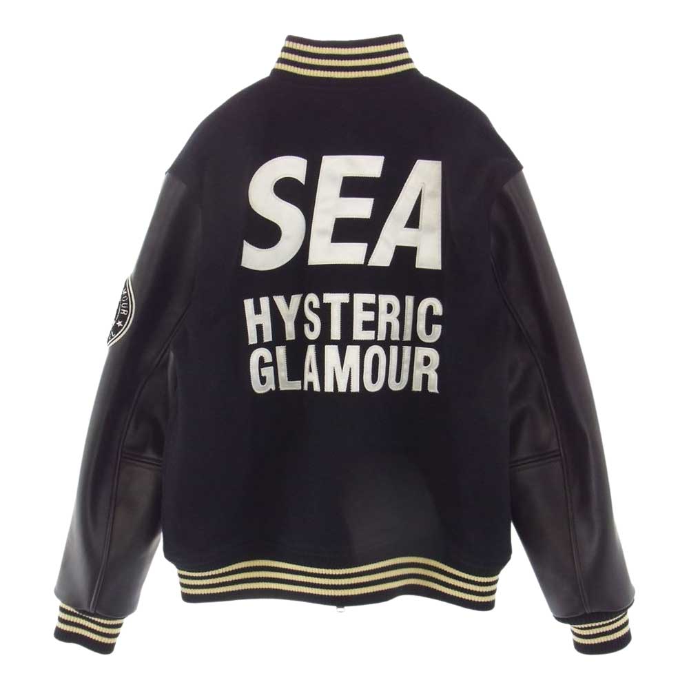 HYSTERIC GLAMOUR ヒステリックグラマー 20AW WDS-HYS-01 wind and sea ウィンダンシー スタジアム ジャケット スタジャン ブラック系 L【中古】