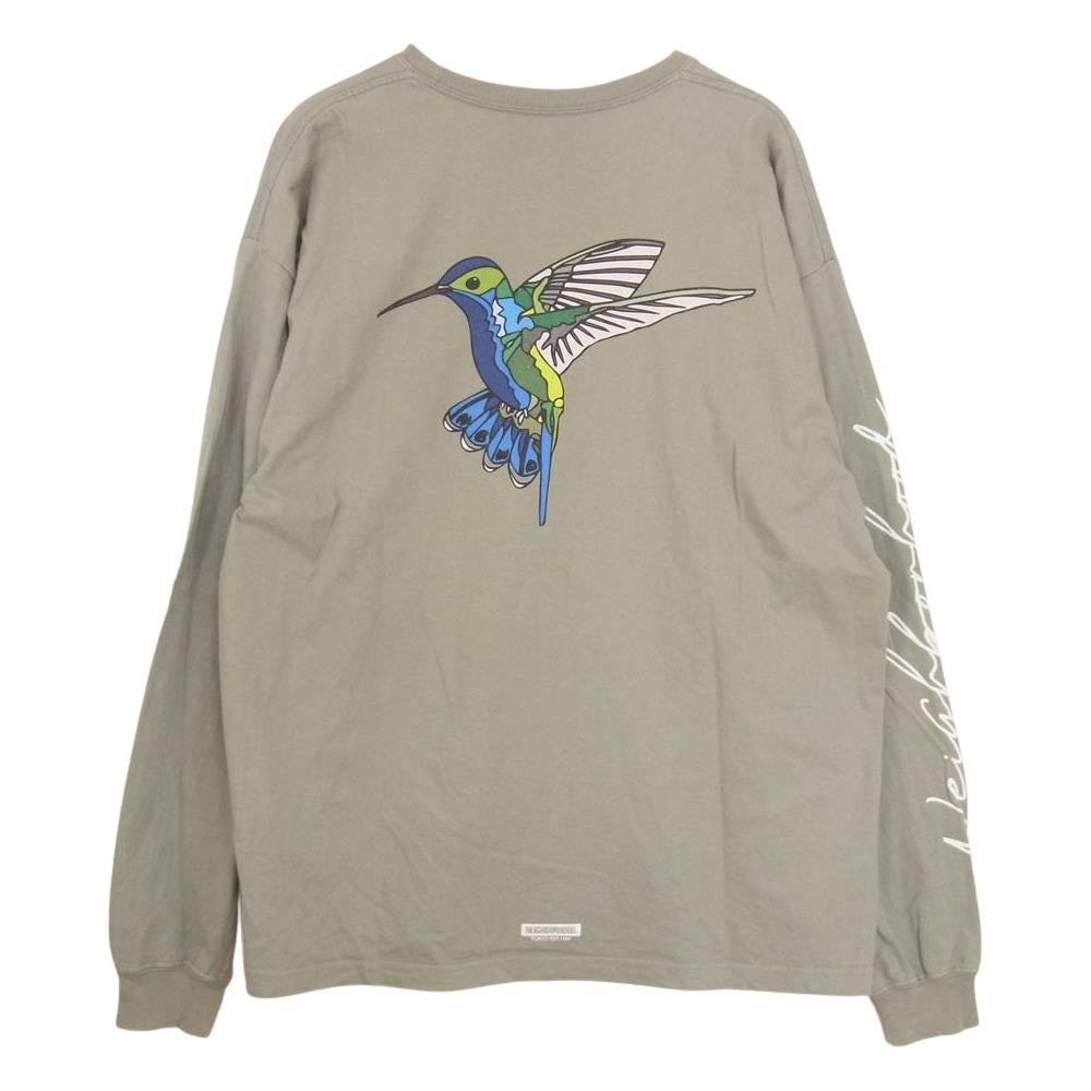 NEIGHBORHOOD ネイバーフッド 22SS 221PCNH-LT08 NH-8 / C-Tee L/S ハチドリ バード イラスト 長袖 Tシャツ グレー系 L【中古】