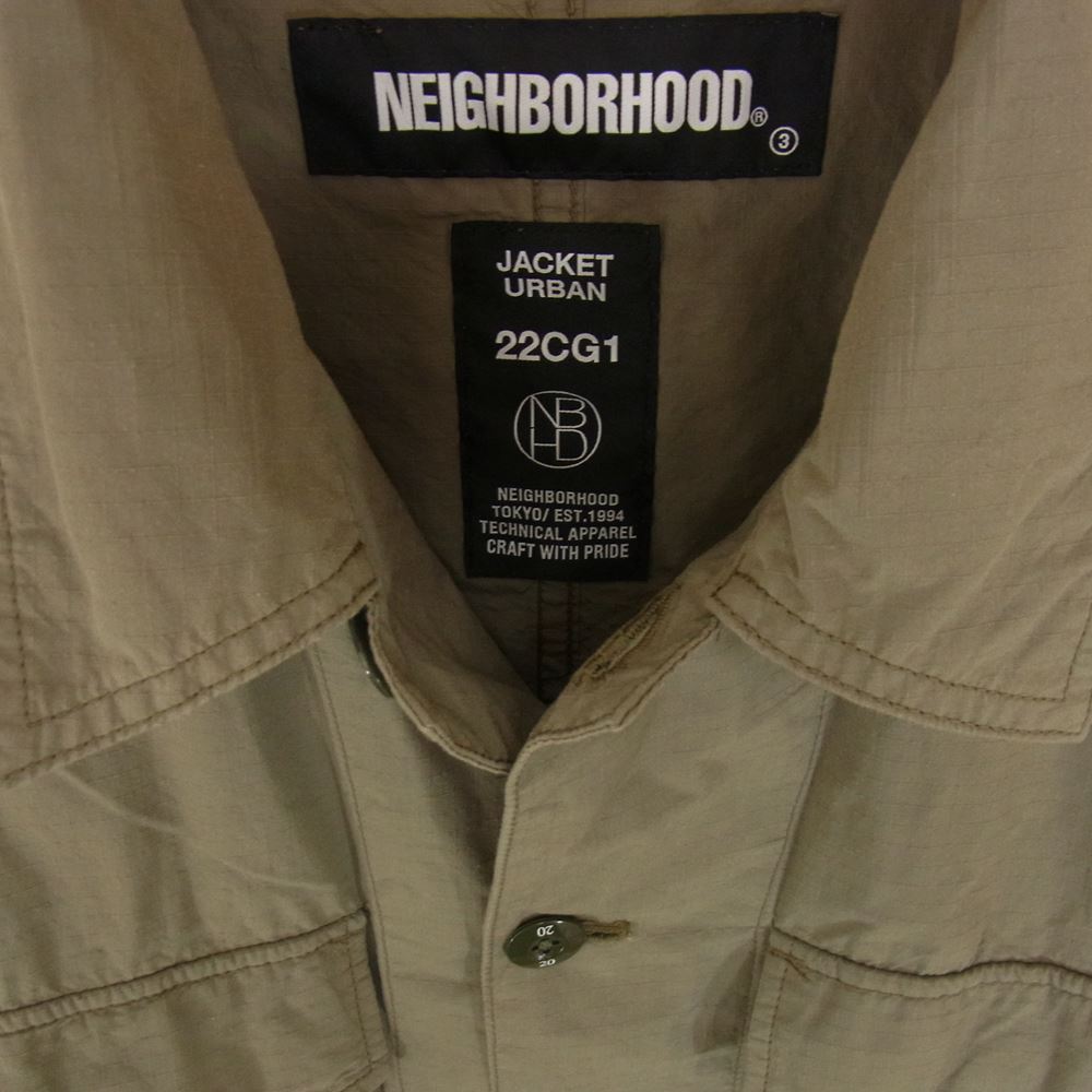 NEIGHBORHOOD ネイバーフッド 22SS 221UTNH-JKM03 COVERALL / CN-JK リップストップ カバーオール ミリタリー ジャケット カーキ系 M【中古】