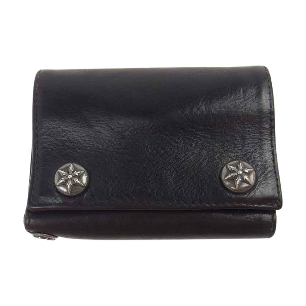 CHROME HEARTS クロムハーツ（原本無） 3FOLD 3フォールド スターボタン 三つ折り レザー ウォレット ブラック系【中古】