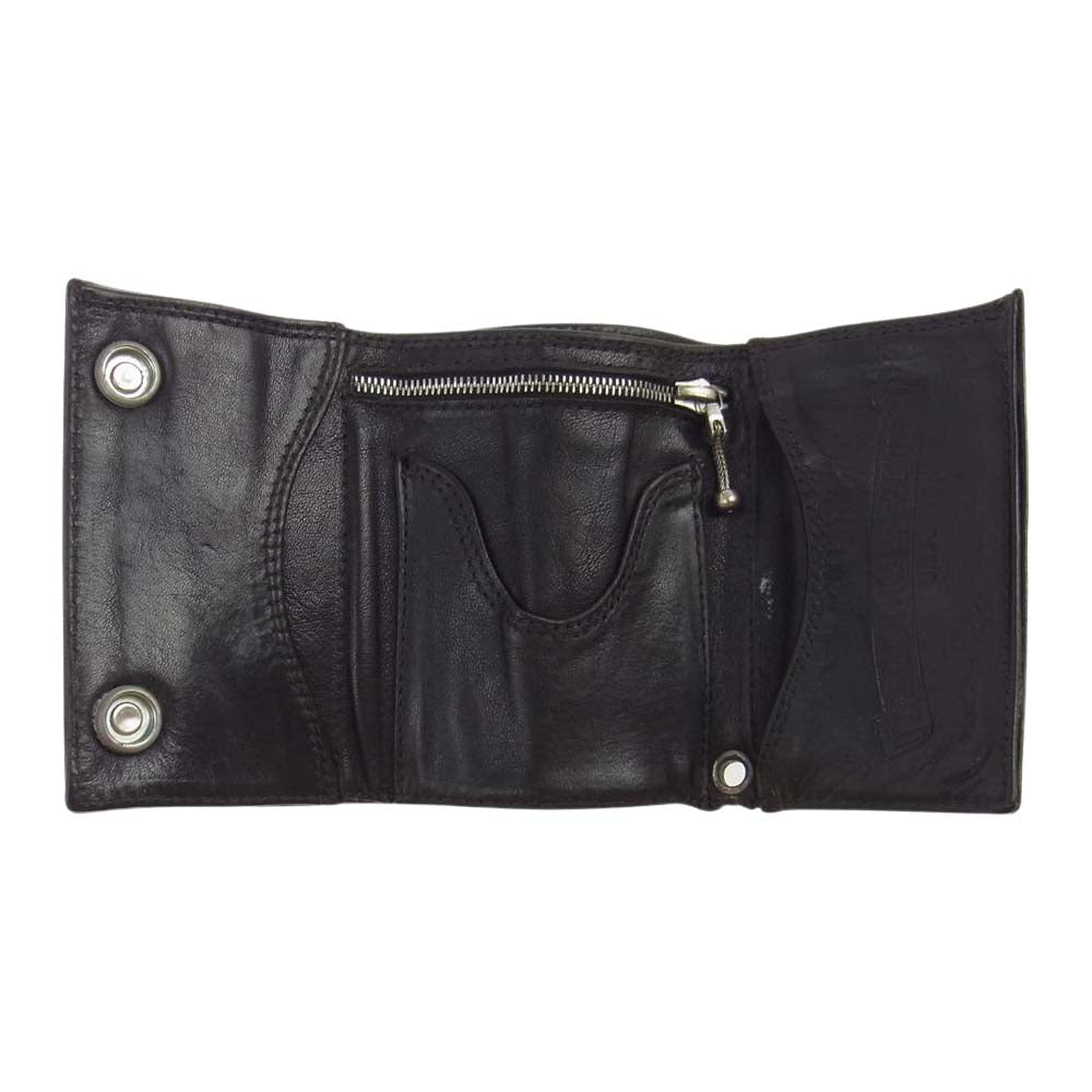 CHROME HEARTS クロムハーツ（原本無） 3FOLD 3フォールド スターボタン 三つ折り レザー ウォレット ブラック系【中古】
